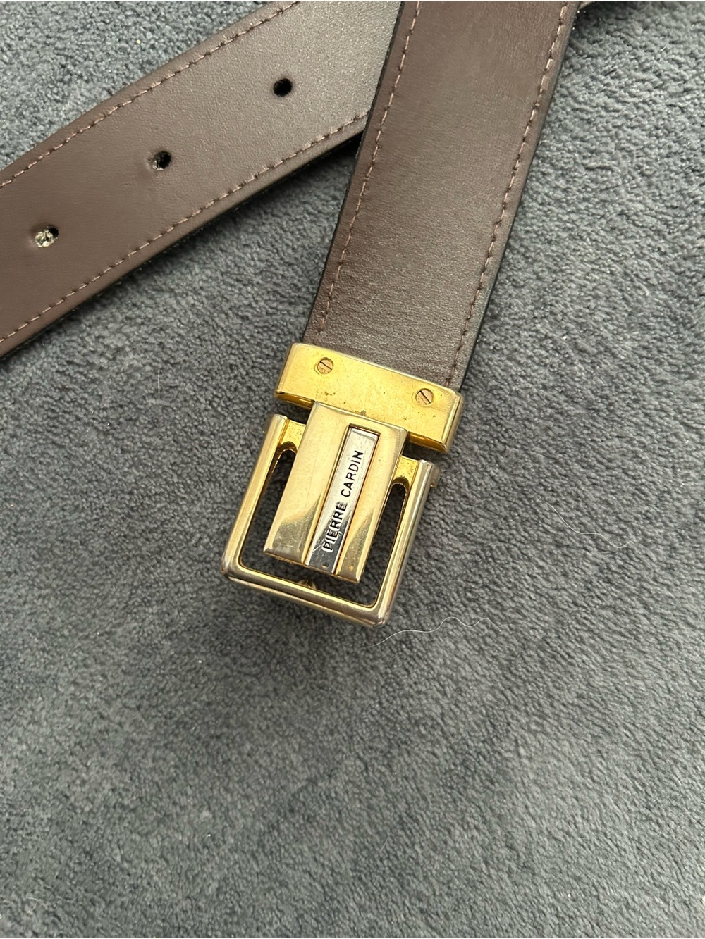 Vintage Pierre Cardin Reversible Black Brown Leather Belt Gold Silver Buckle - Picture 3 of 5